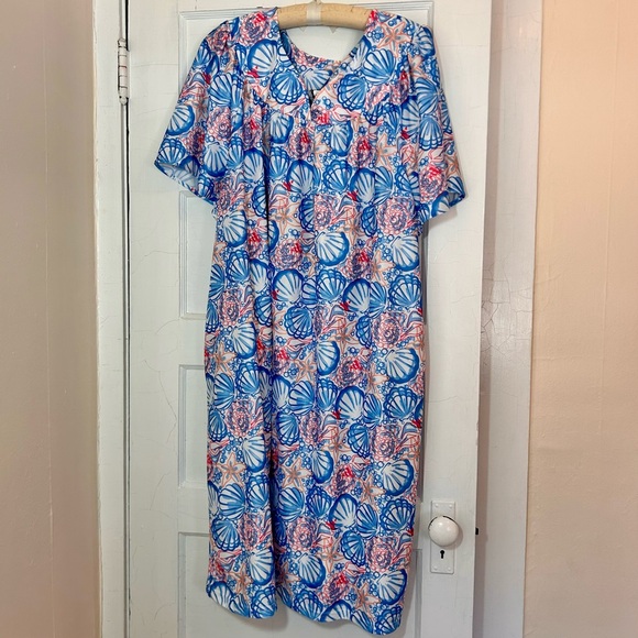 Anthony Richards Woman’s Retro Nightgown Housecoat size 3x coastal seashell - Picture 2 of 5